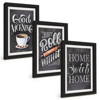 BILDER SET 3er Set - 20x30 cm Schwarzer Rahmen - Motive und Inschriften für die Küche - Schwarz, Kunststoff (20/30cm) - TULUP