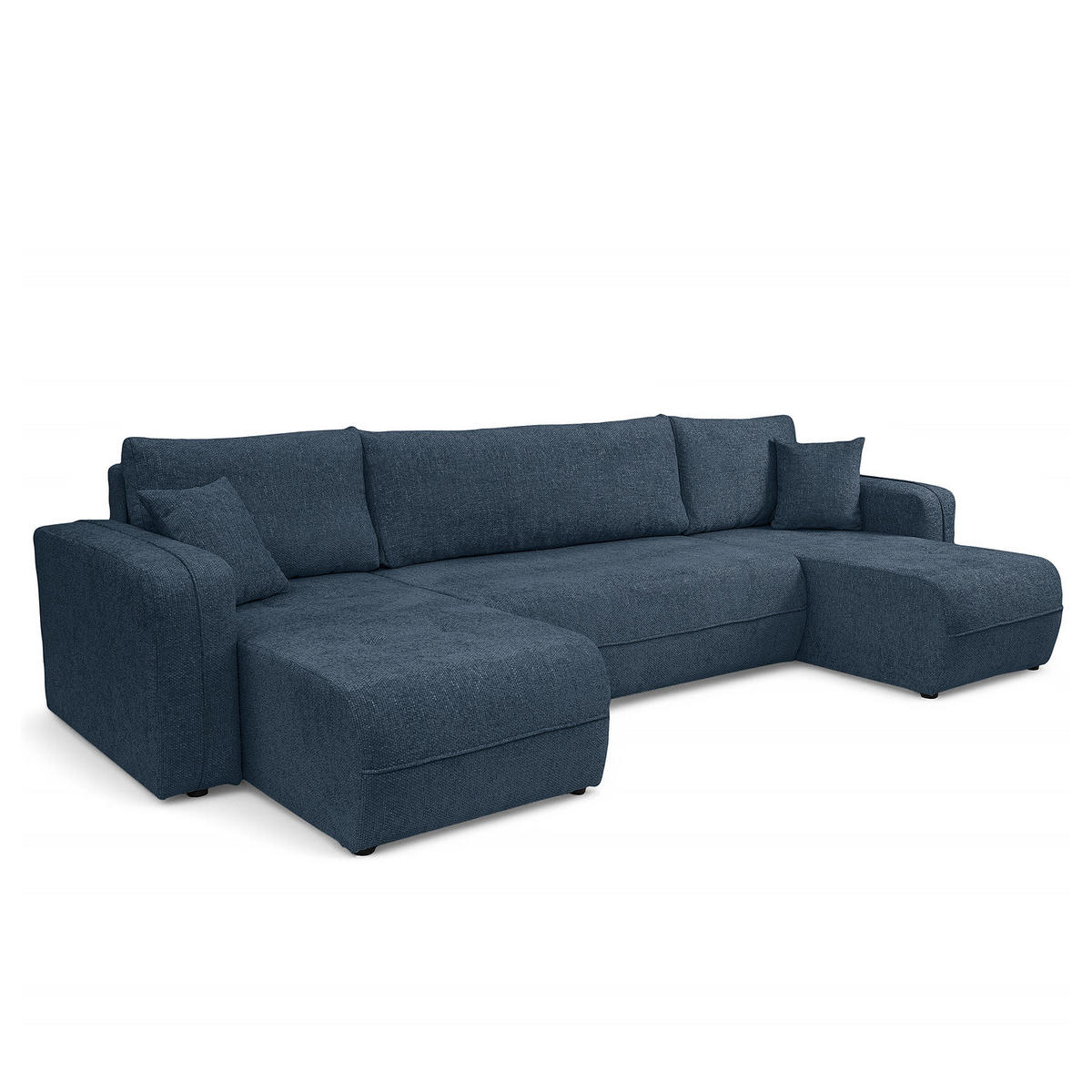 WOHNLANDSCHAFT - Blau/Schwarz, Kunststoff/Textil (312/82/145cm) - home24