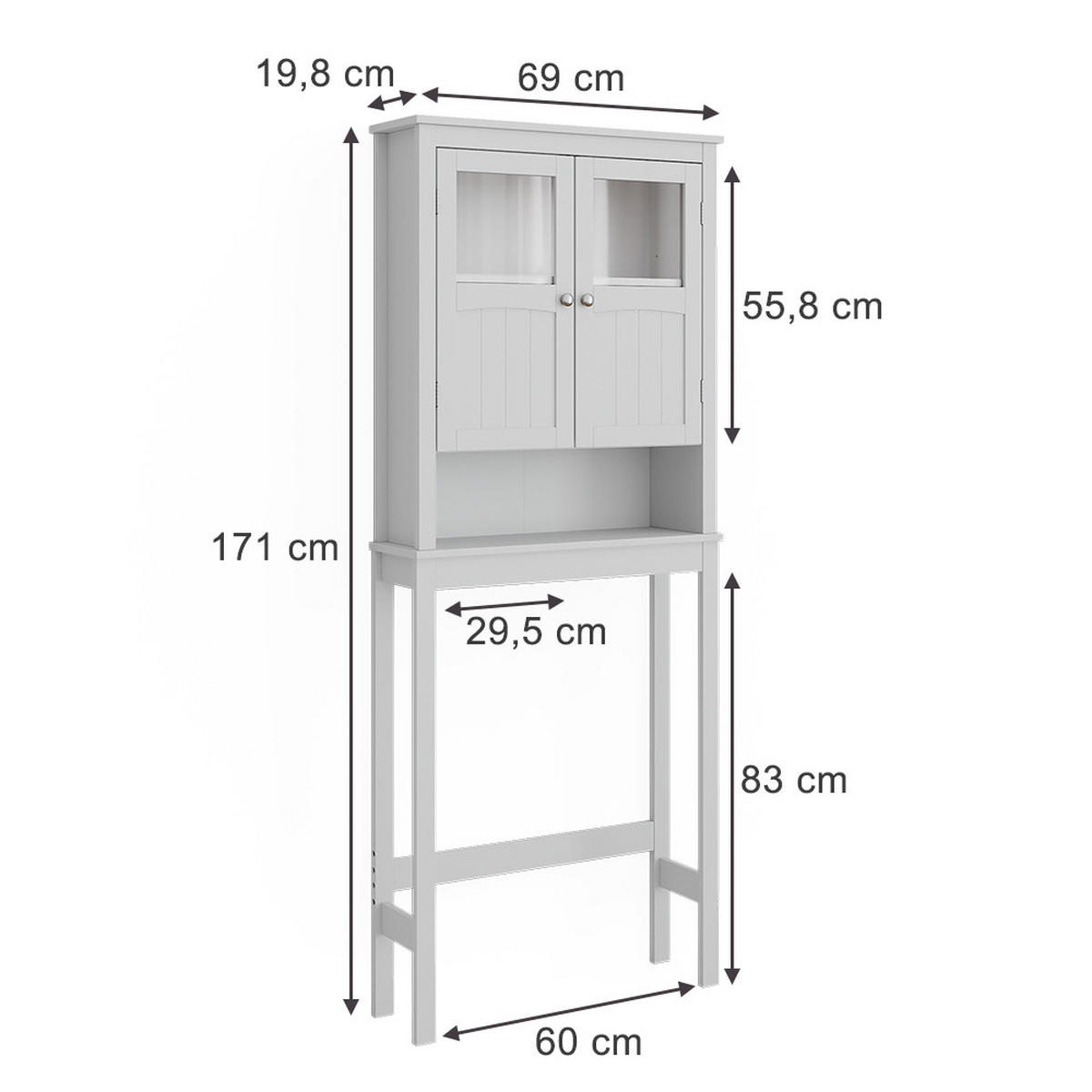 TOILETTENSCHRANK Bianco Weiß 69 x 171 cm - Weiß, Holzwerkstoff (69/171/19.8cm) - Vicco
