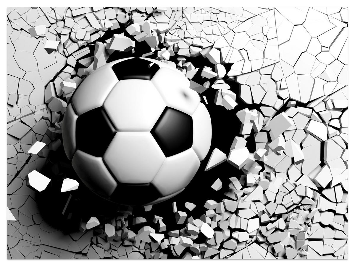 FOTOTAPETA Pre Obývaciu Izbu Futbal Betónová Stena Trhlina 150 x 105 cm - čierna/sivá, papier (150/105cm) - Muralo