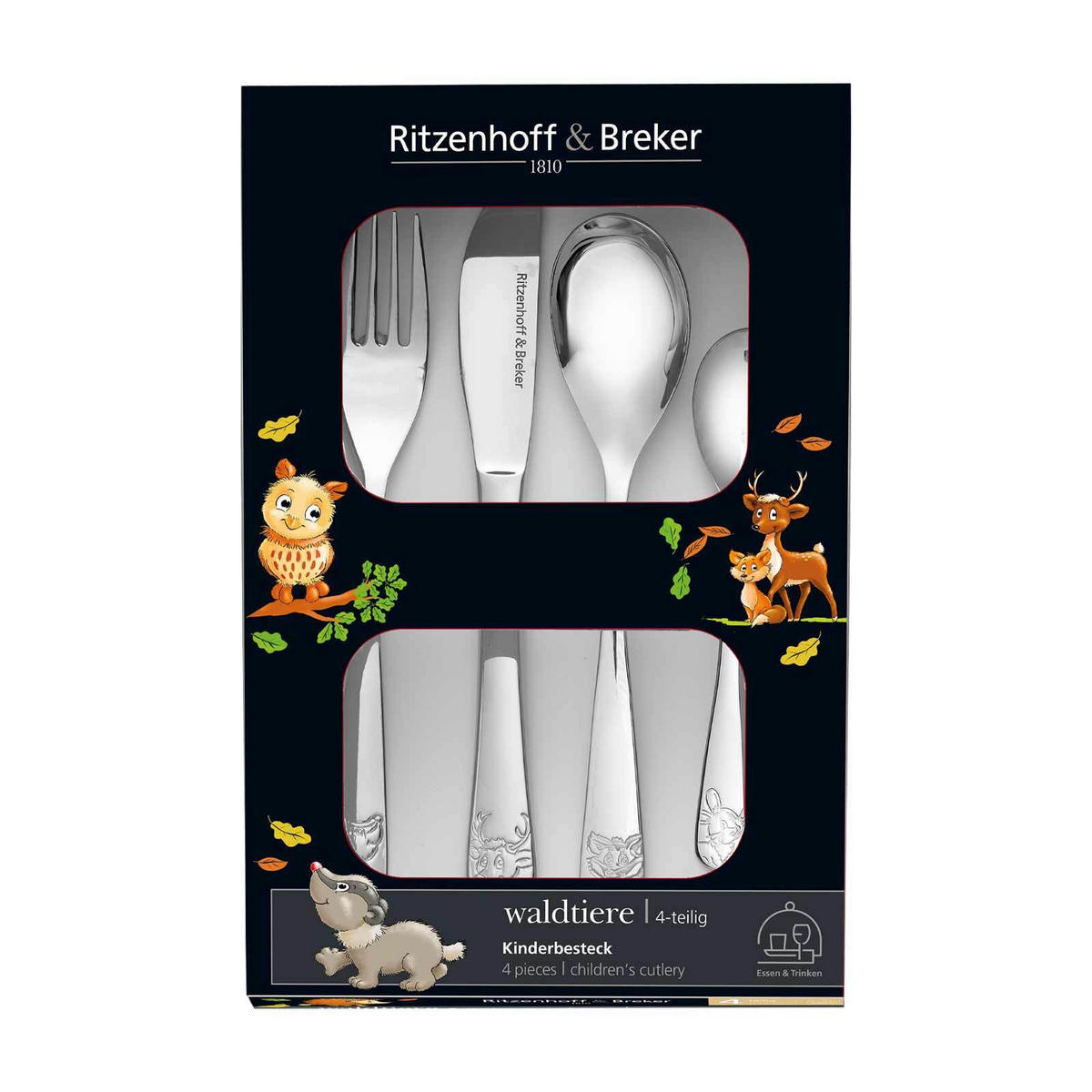 KINDERGESCHIRR MIT BESTECK Waldtiere bunt - Multicolor, Keramik (1/1/1cm) - Ritzenhoff Breker