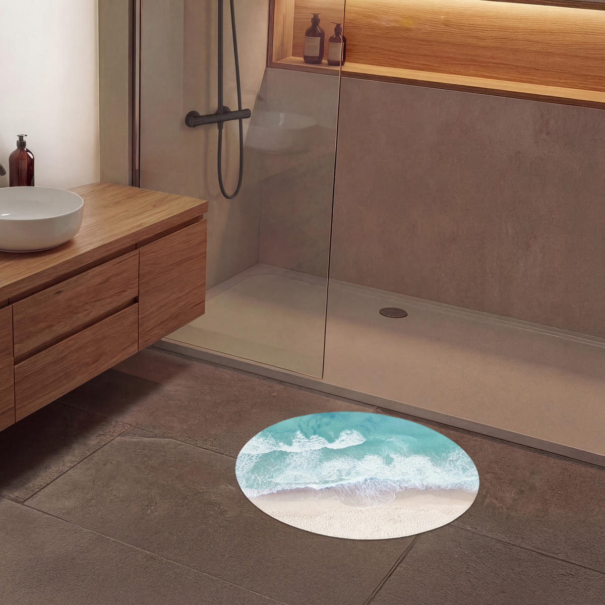 KOUPELNOVÁ PŘEDLOŽKA Pláž - Moře - Příroda - Léto 70x70 cm - tyrkysová, textil/plast (70/70cm) - OnlyWow