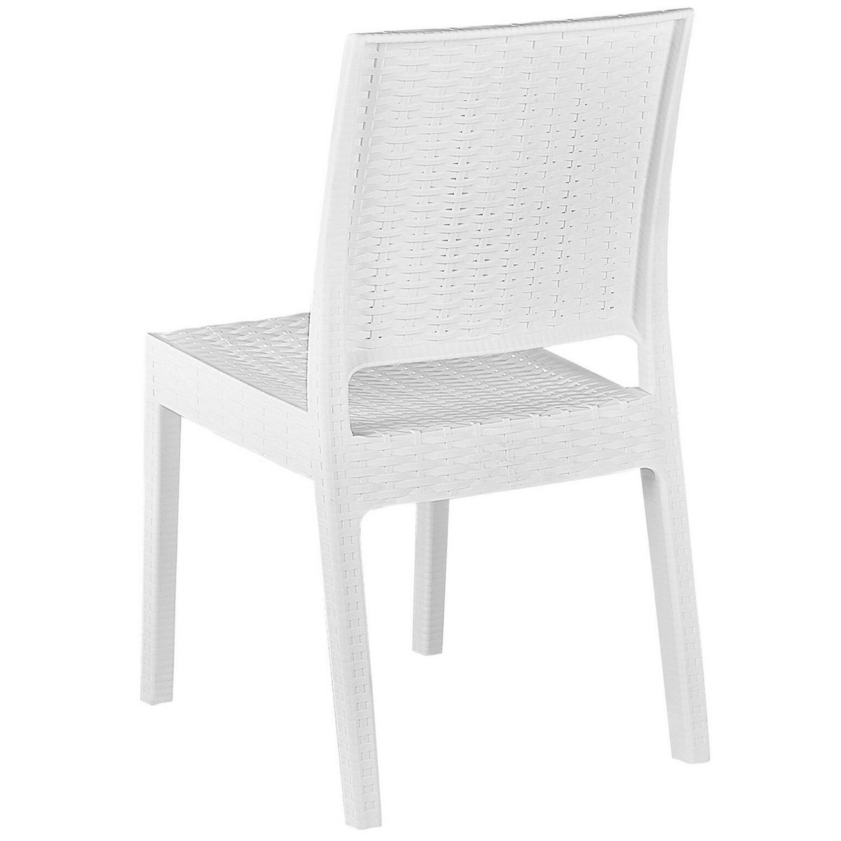 GARTENSTUHL 4er-Set Rattanoptik weiß Fossano - Weiß, Kunststoff (60/89/47cm) - Beliani