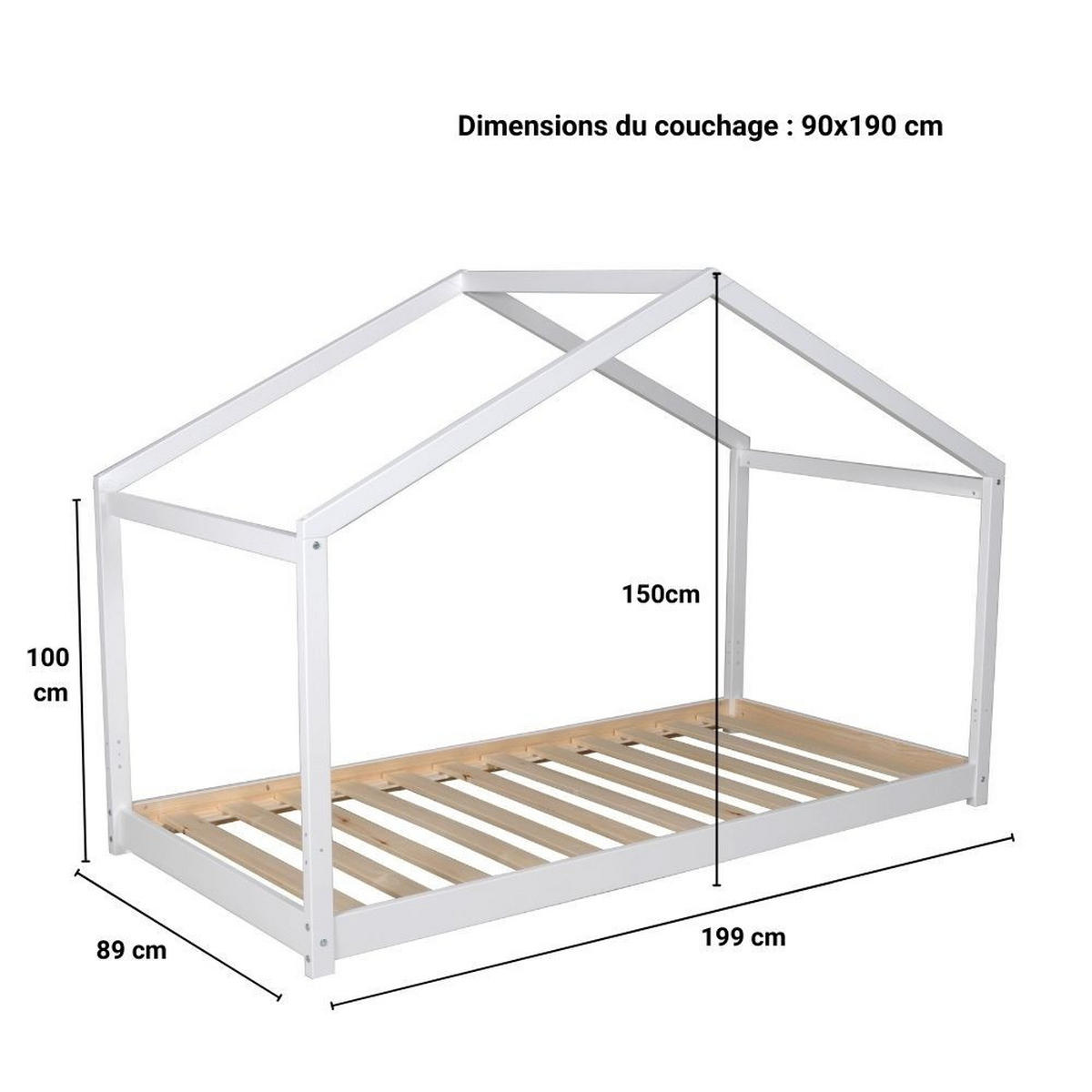 HAUSBETT KOALA MIT LATTENROST/ Kinderbett 90x190 - Weiß - Weiß, Holz (90/190cm) - Weber Industries