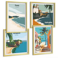 BILDER SET 4er Set - 50x50 cm & 40x60 cm Goldrahmen - Tropische Strände und Palmen - Goldfarben, Kunststoff (50/50cm) - TULUP