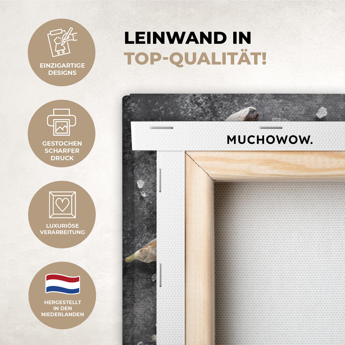 LEINWANDBILD Pfeffer - Kräuter - Gewürze - Beton Wanddeko 90x60 cm - Dunkelgrau, Textil (90/60cm) - MuchoWow