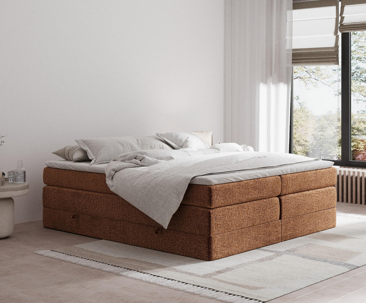 BOXSPRINGBETT Juniper Kupferfarbe 200/200 cm - Schwarz/Kupferfarben, Holz/Holzwerkstoff (200/200cm) - Maison de Reve