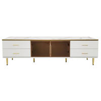 TV-LOWBOARD 170/37/47,5 cm mit 4 Schubladen, 2 Glastüren und LED - Weiß, Holzwerkstoff (170/47.5/37cm) - BEAOK