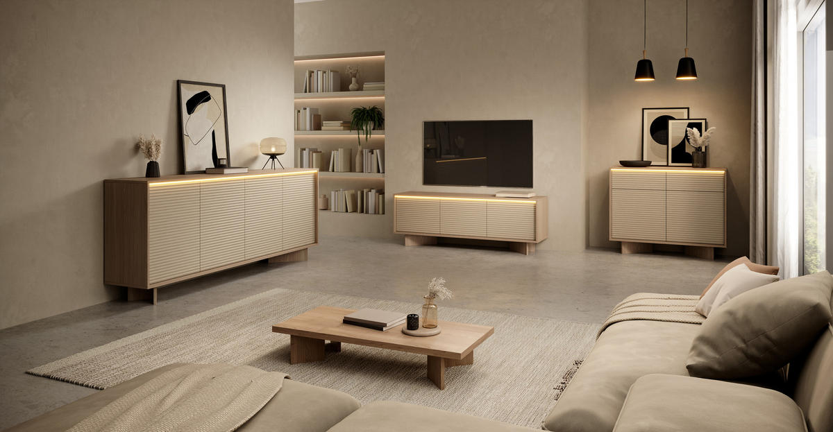 KOMMODE: Naturbolivar, 203,9 x 84,4 x 40 cm - Eichefarben, Holzwerkstoff (203.9/84.4/40cm) - 3XE LIVING