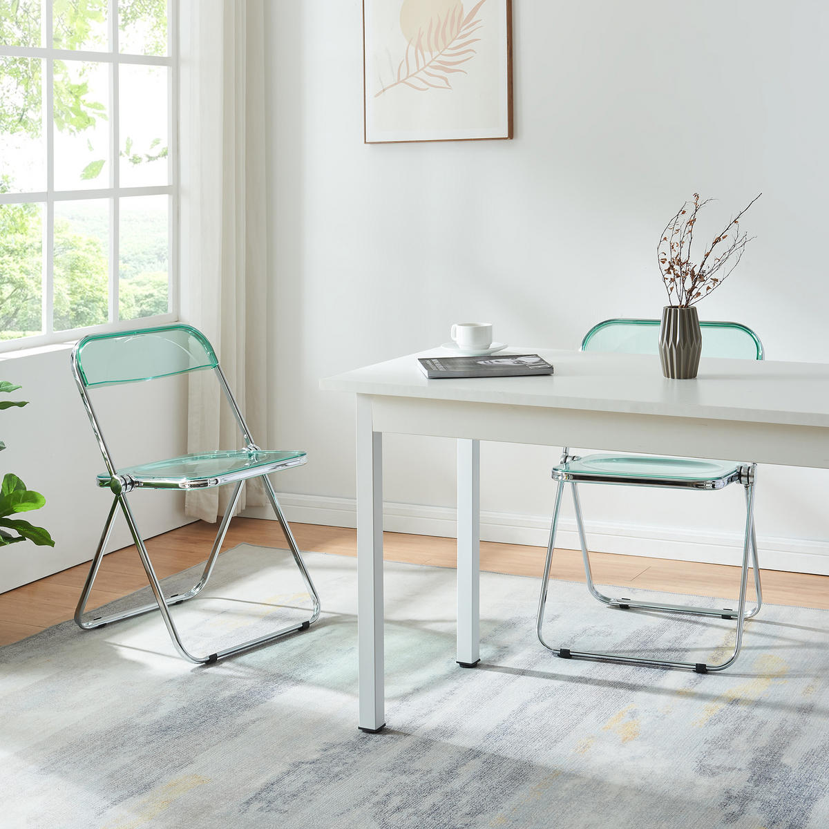 KLAPPSTUHL-SET Pornainen 2 TLG. - Mintgrün, Kunststoff/Metall (46/74/47cm) - [en.casa]