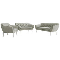 SEDACIA ZOSTAVA 3+2+1 PIRS - Svetlosivá Štruktúrovaná látka - Biele nohy - biela/svetlosivá, kompozitné drevo/textil (180/75/74cm) - MKS