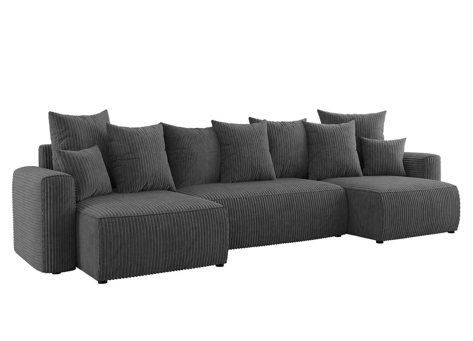 ECKSOFA DAVE U - Dunkelgrau/Schwarz, Holzwerkstoff (312/142cm) - Meblini