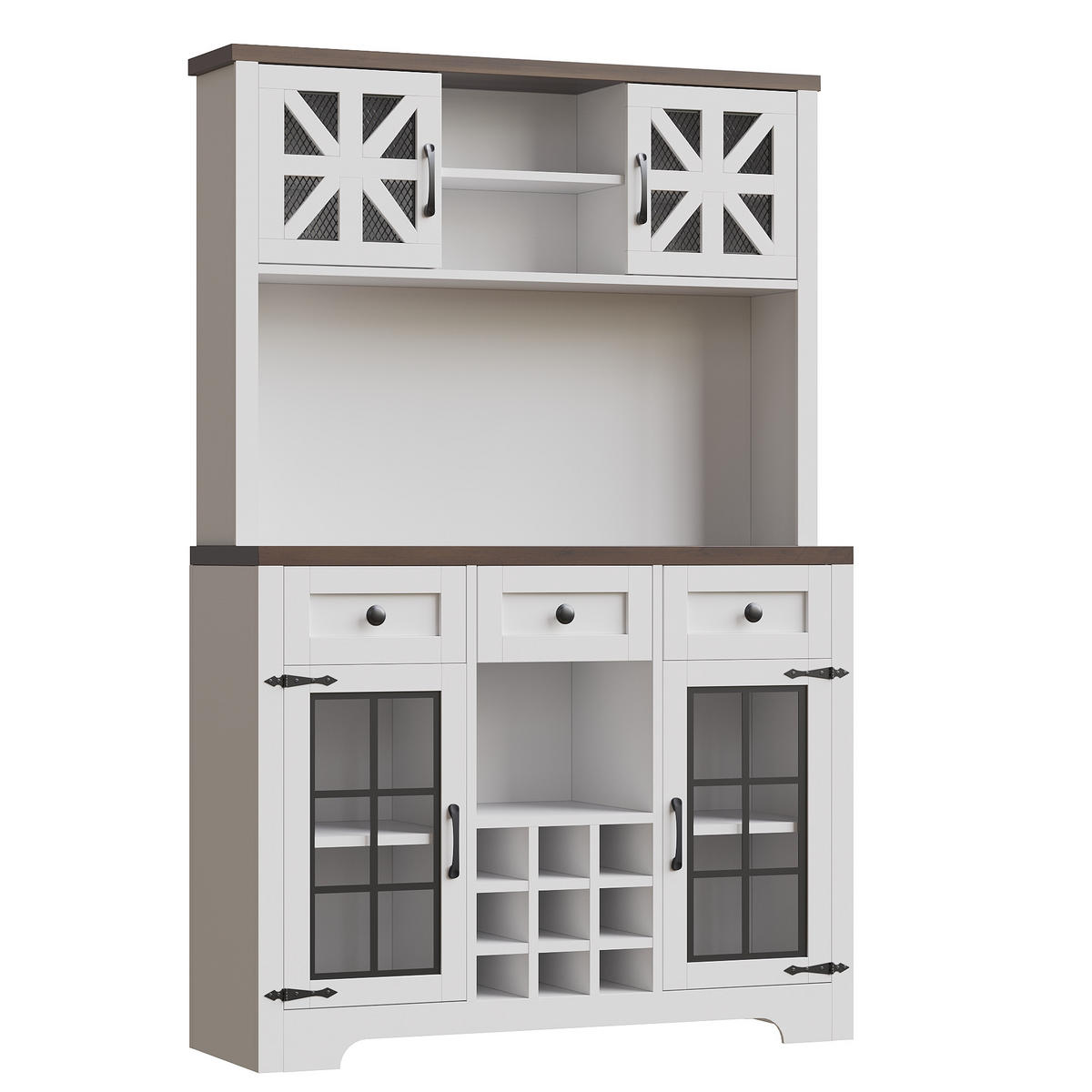 BUFFET 120/40/180 cm Weiß aus MDF und Glas mit LED - Weiß, Holzwerkstoff (120/180/40cm) - OKWISH