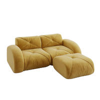 2-SITZER ECKSOFA Chenille Gelb mit Hocker - Gelb, Textil (204/171cm) - WISHDOR