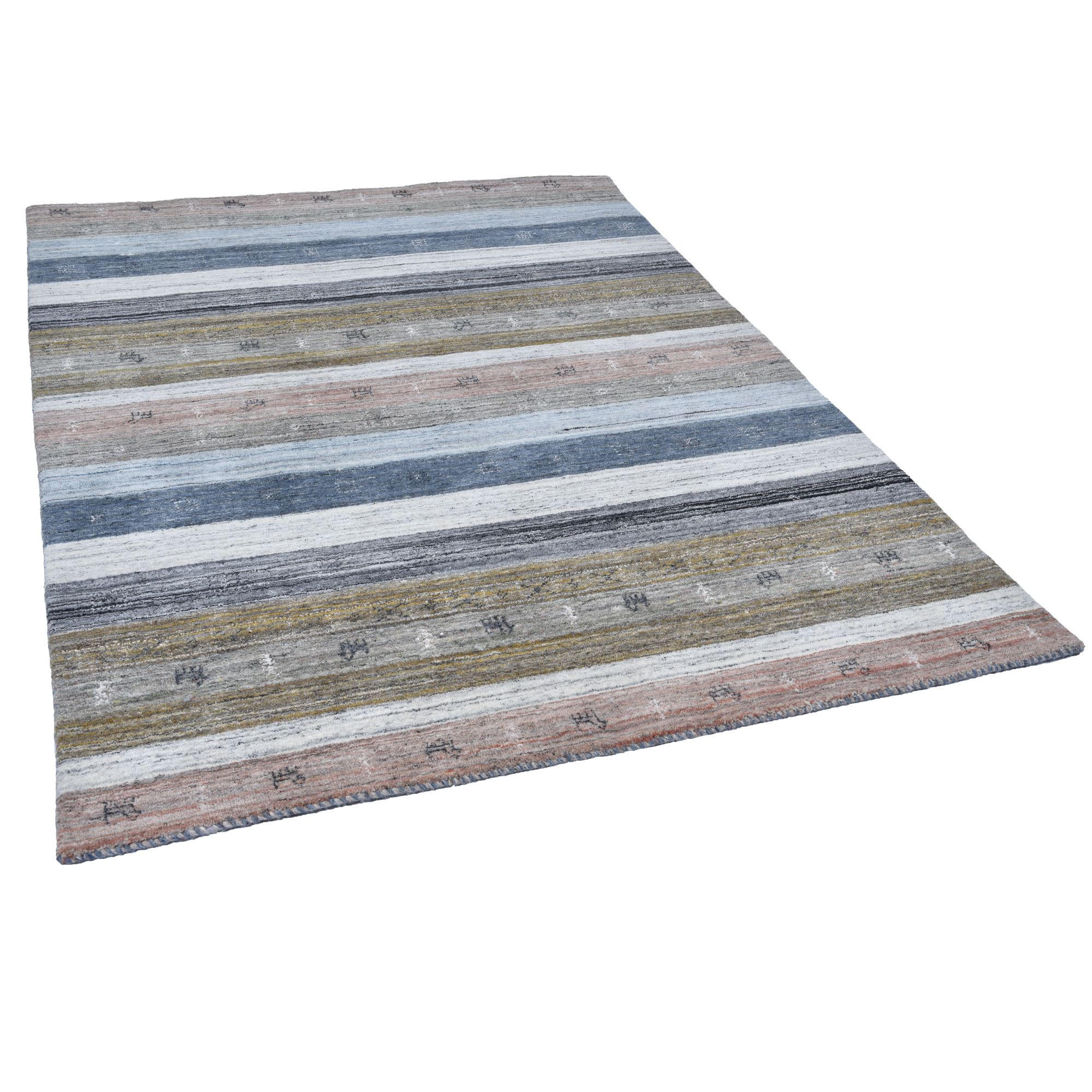 Thumbnail - Theko Wollteppich, Mehrfarbig, Textil, Gestreift, Rechteckig, 170x240 cm, für Fußbodenheizung geeignet, Teppiche & Böden...