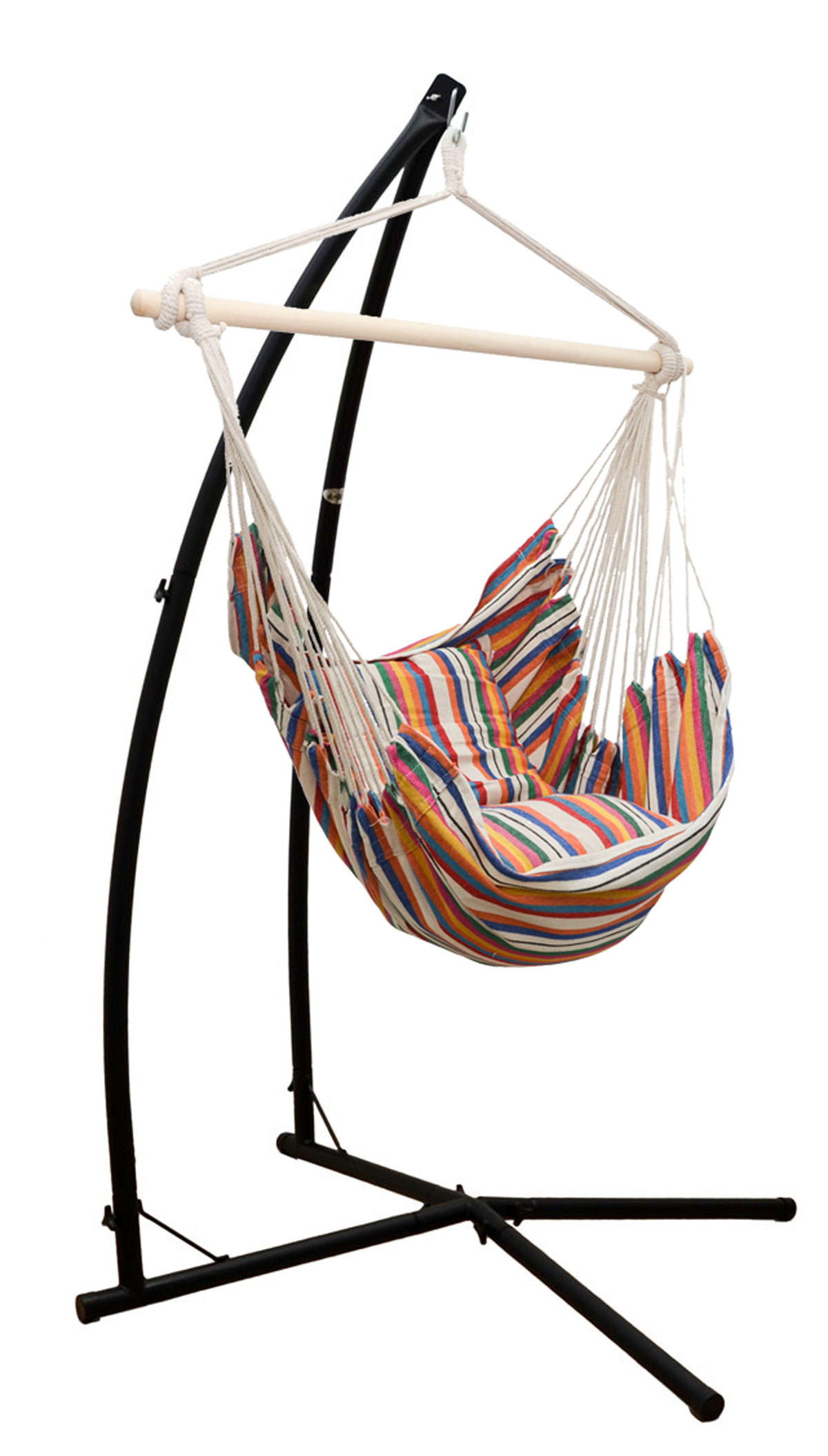 HÄNGESESSEL inkl. Gestell, bis 120kg, 216cm, Bunt - Multicolor, Textil (110/215/110cm) - Amanka