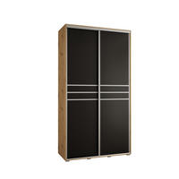 SCHWEBETÜRENSCHRANK 235,2/140/45 2-türig - Silberfarben/Schwarz, Holz/Metall (140/235/45cm) - Abiks Möbel