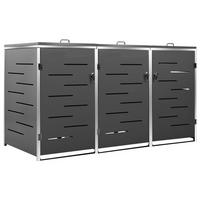 MÜLLTONNENBOX FÜR 3 TONNEN 207X77,5X115 CM EDELSTAHL - Anthrazit, Metall (207/115/77.5cm) - vidaXL