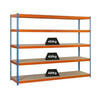 SCHWERLASTREGAL GIANT WOOD YETI FIVE | HxBxT 250x150x75cm | Fachlast 400kg | Blau-Orange - Gelb, Metall (150/250/75cm) - PROREGAL