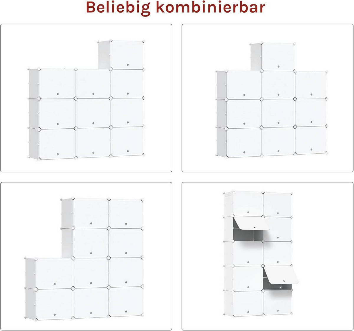 SCHUHREGAL mit 10 Fächern, Weiß - Weiß, Kunststoff/Metall (94/180/36.5cm) - Woltu