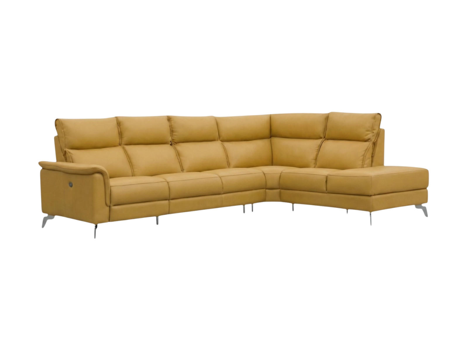 ECKSOFA Borea Echtleder Senfgelb - Gelb, Leder/Metall (310/220cm)