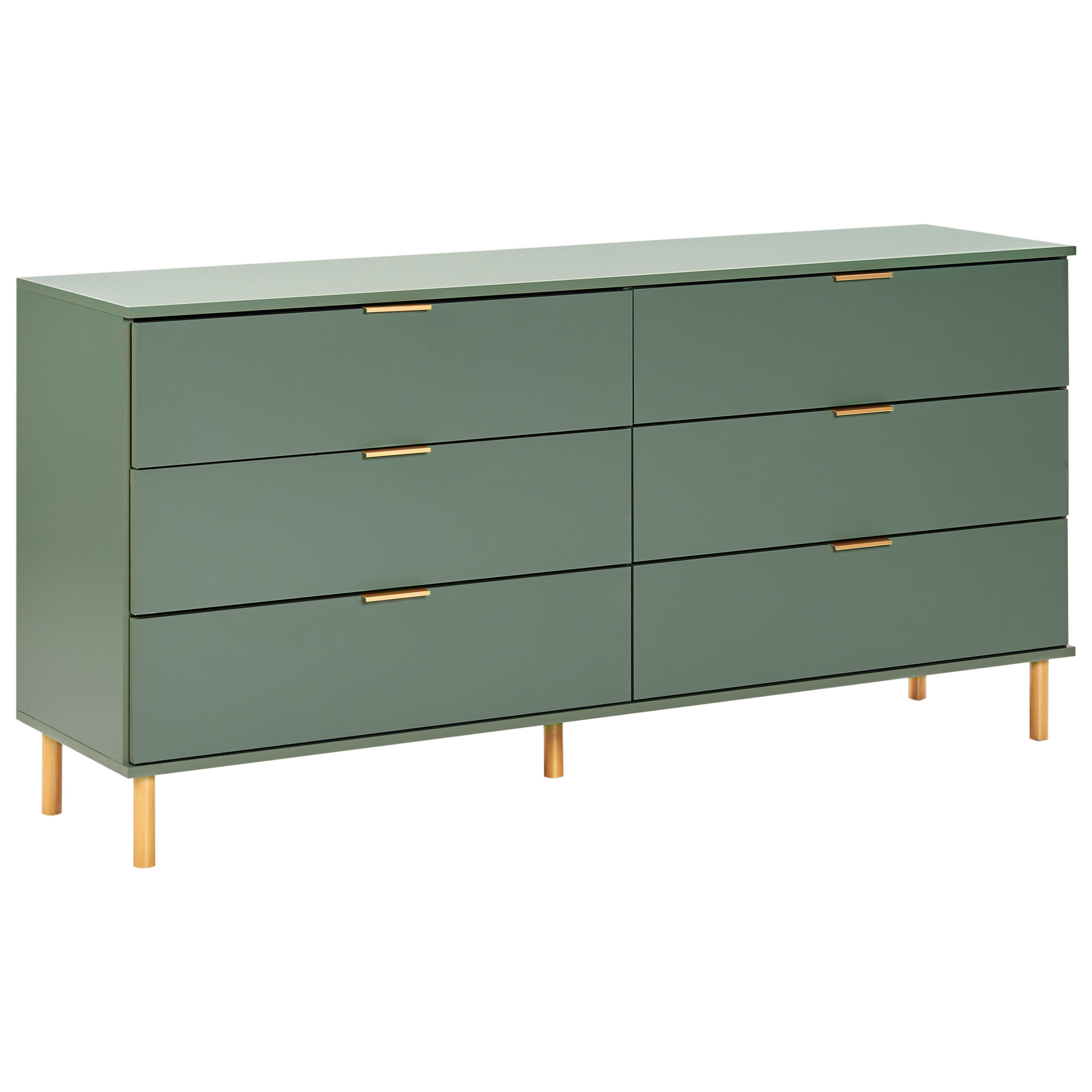 KOMMODE mit 6 Schubladen Grün Walpole - Grün, Holzwerkstoff (158/76/40cm) - Beliani