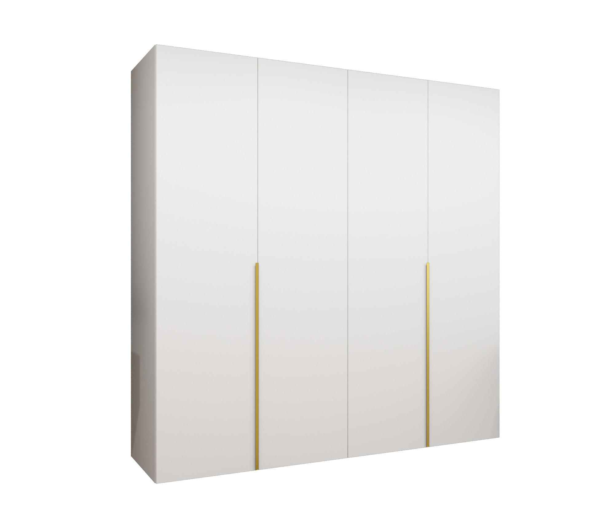 Abiks Möbel Drehtürenschrank Weiß, Gold 200x202x52 cm