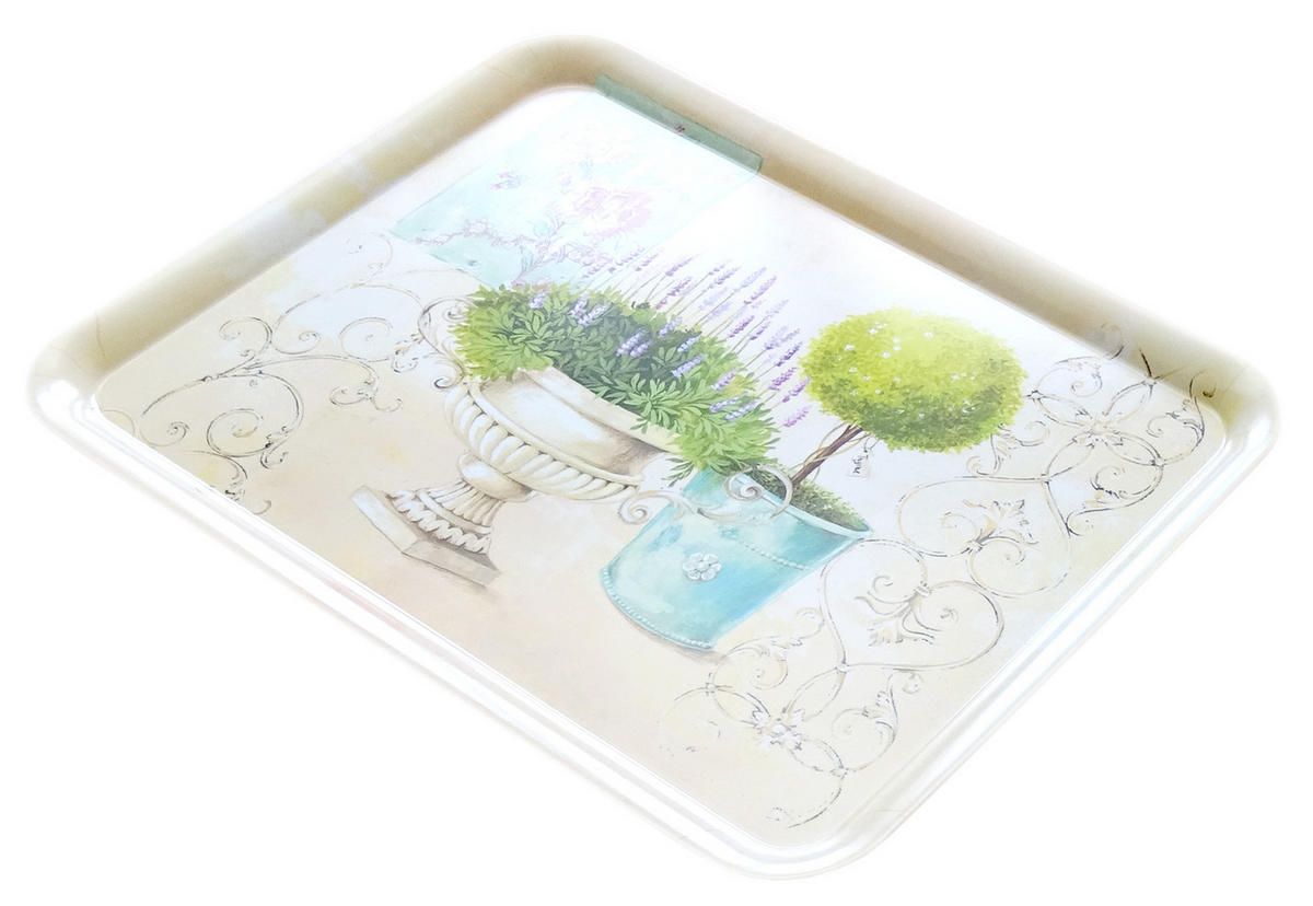 TABLETT Garten, rechteckige Melamin Serviertablett 50x37 cm - Grün, Kunststoff (37/2/50cm) - Lashuma