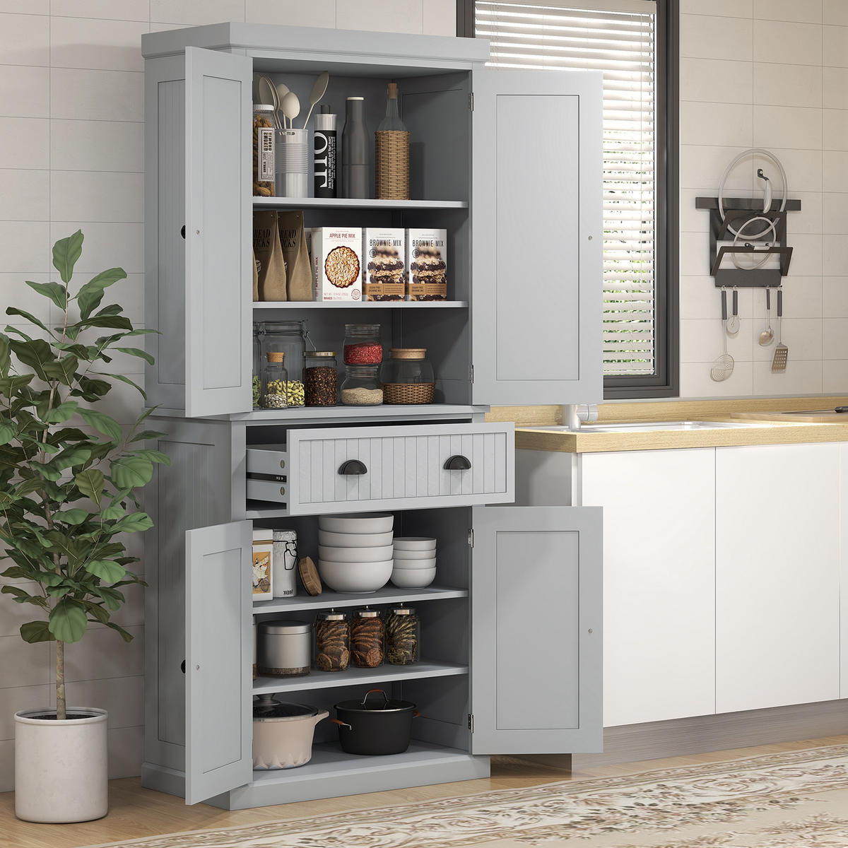 HIGHBOARD DE-11267 4 Türen Grau - Grau, Holzwerkstoff (40.2/183/76.2cm) - ComfortXL