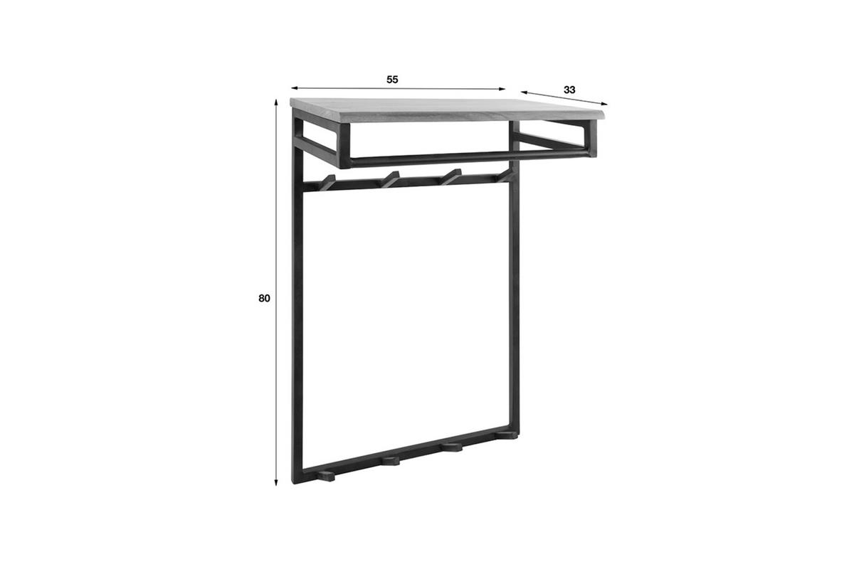 GARDEROBE ELIARA Schwarz Akazie - Schwarz, Metall (55/80/33cm) - KAWOLA