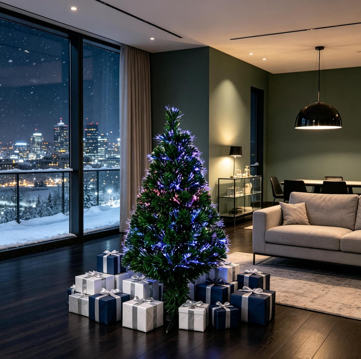 WEIHNACHTSBAUM 90 cm aus PVC mit mehrfarbiger Faseroptik, Grün - Grün, Kunststoff (90cm) - OKMYHOME
