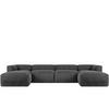 PANORAMA-ECKSOFA BUFFO 7/8 Sitzer mit extrem weicher Sitzfläche, Kordstoff, grau - Grau, Textil (424/73/180cm) - KONSIMO®