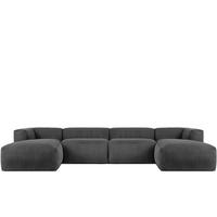 PANORAMA-ECKSOFA BUFFO 7/8 Sitzer mit extrem weicher Sitzfläche, Kordstoff, grau - Grau, Textil (424/73/180cm) - KONSIMO®