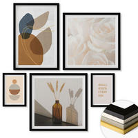 WANDBILDER 5er-Set - 50x50 cm & 20x30 cm & 40x60 cm Schwarzer Rahmen - Abstrakte Formen Akzente - Schwarz, Kunststoff (40/60cm) - ArtPrintCave