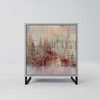 SIDEBOARD VEILED SUMMIT, Grau, 57,5x42x67,5 cm, Schwarze Metall-Rahmenfüße - Multicolor/Schwarz, Holzwerkstoff/Metall (57.5/67.5/42cm) - SpaceRebels