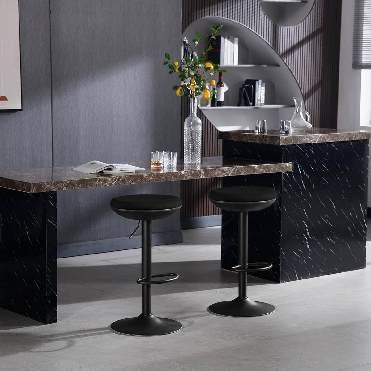 BARHOCKER, Metallgestell, Netzgewebe, Schwarz - Schwarz, Textil/Metall (41/64/41cm) - Woltu