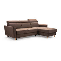 ECKSOFA SAPORE Braun Geflochtener Stoff mit Schlaffunktion - Braun, Holz (235/170cm) - MASSENO