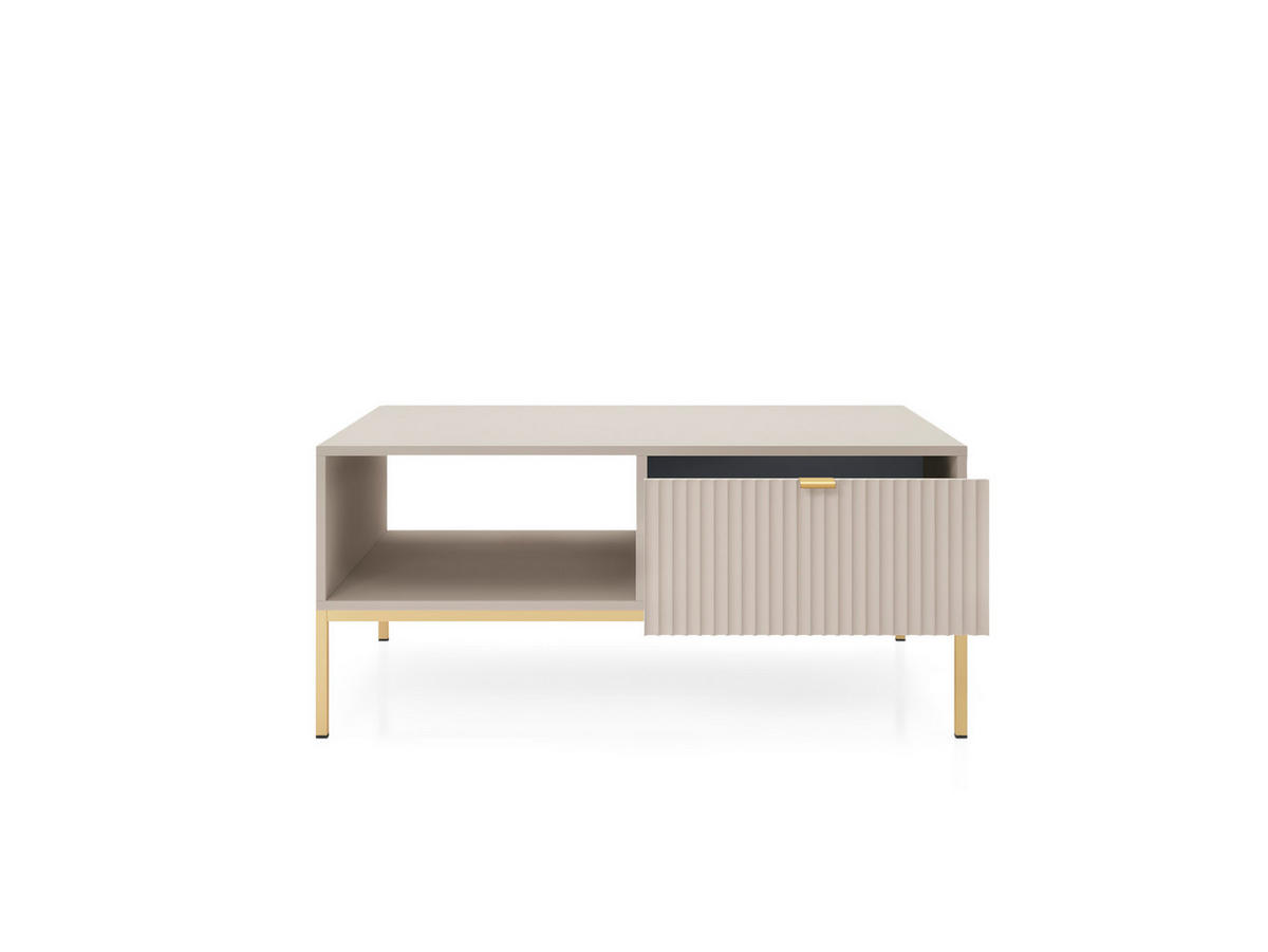 COUCHTISCH: Kaschmir, Gold, 104 x 46 x 68 cm, goldene Griffe - Beige/Goldfarben, Holzwerkstoff/Metall (68/104/46cm) - 3XE LIVING