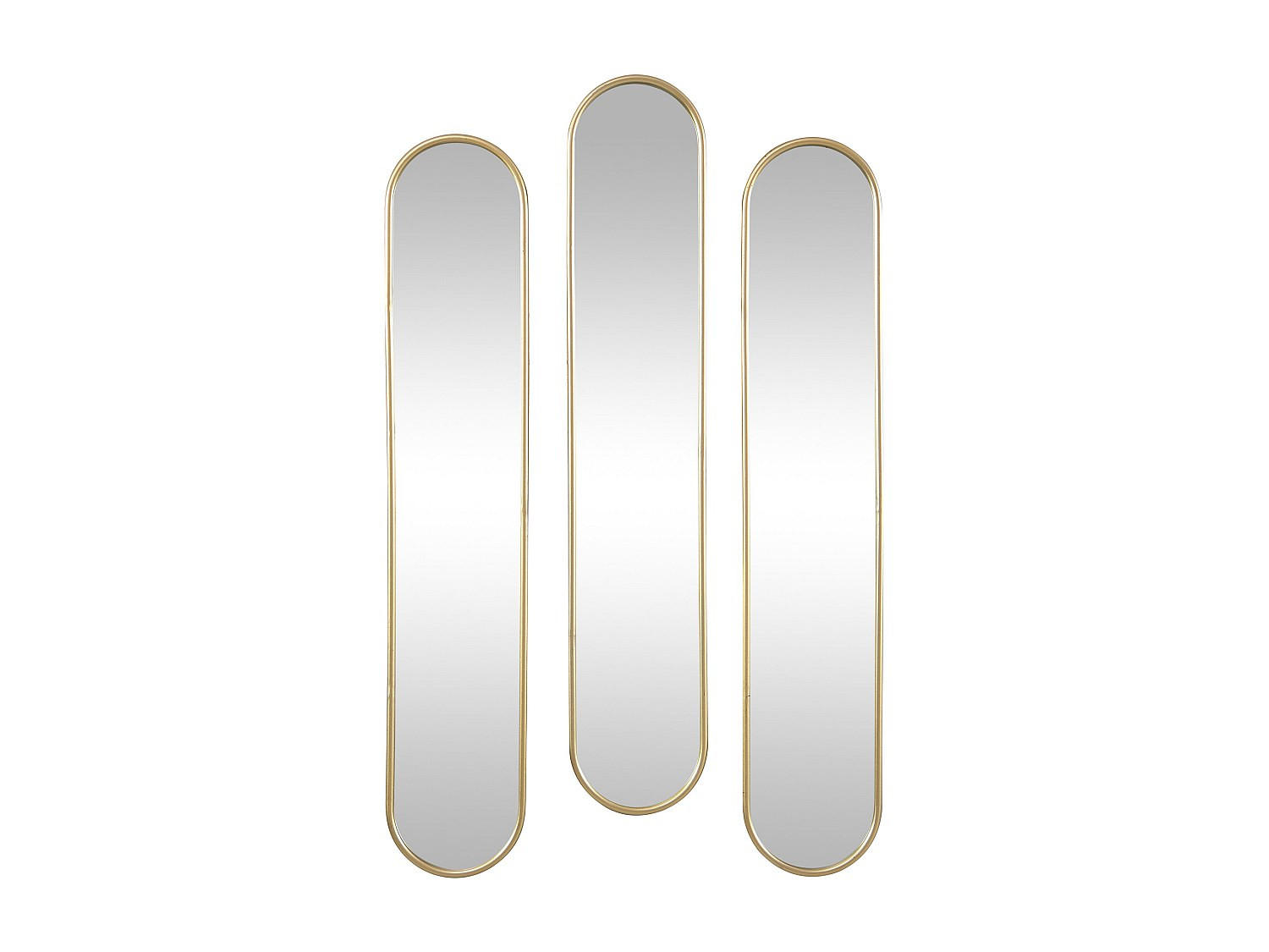 3ER-SET Spiegel oval - 25 x 120 cm - Metall - Goldfarben - JAYLEN - Goldfarben, Metall (23/120/2cm) - Vente-Unique