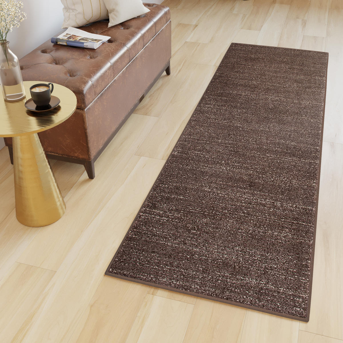 LÄUFER SARI Dunkelbraun 100/500 cm - Dunkelbraun, Textil (100/500cm) - Tapiso