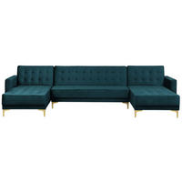 SCHLAFSOFA U-förmig Samtstoff Hellgrün Aberdeen - Hellgrün, Textil (348/83/168cm) - Beliani