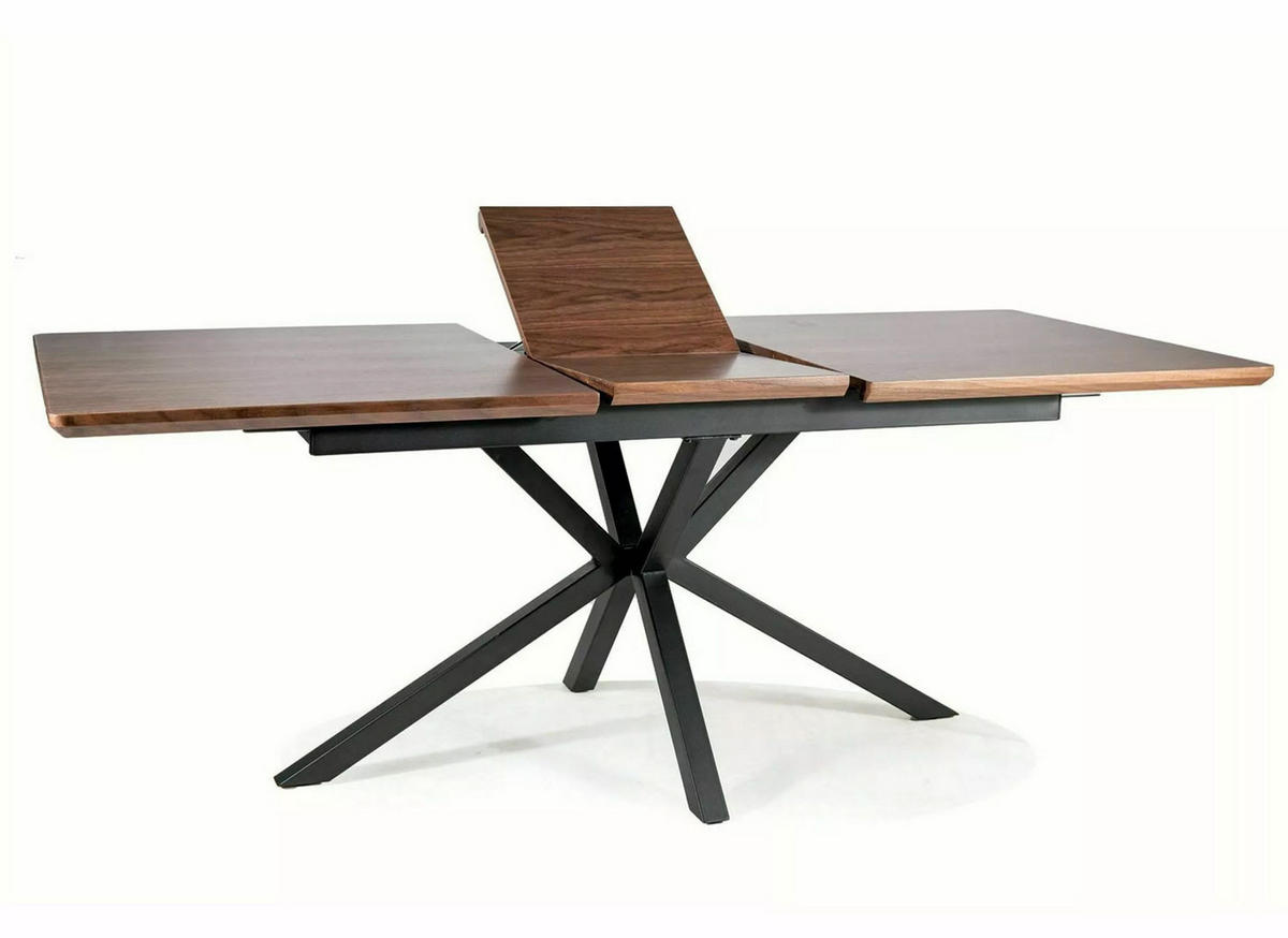 ESSTISCH Laguna Nussbaum / Schwarz 160-200 / 90 / 76cm - Nussbaumfarben, Holz/Metall (90/200/76cm) - Feldmann-Wohnen