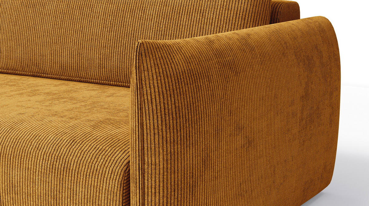 ECKSOFA TAUER 3-Sitzer rechts, safran - Gelb/Schwarz, Holz/Textil (248/173cm) - Courtois Laville