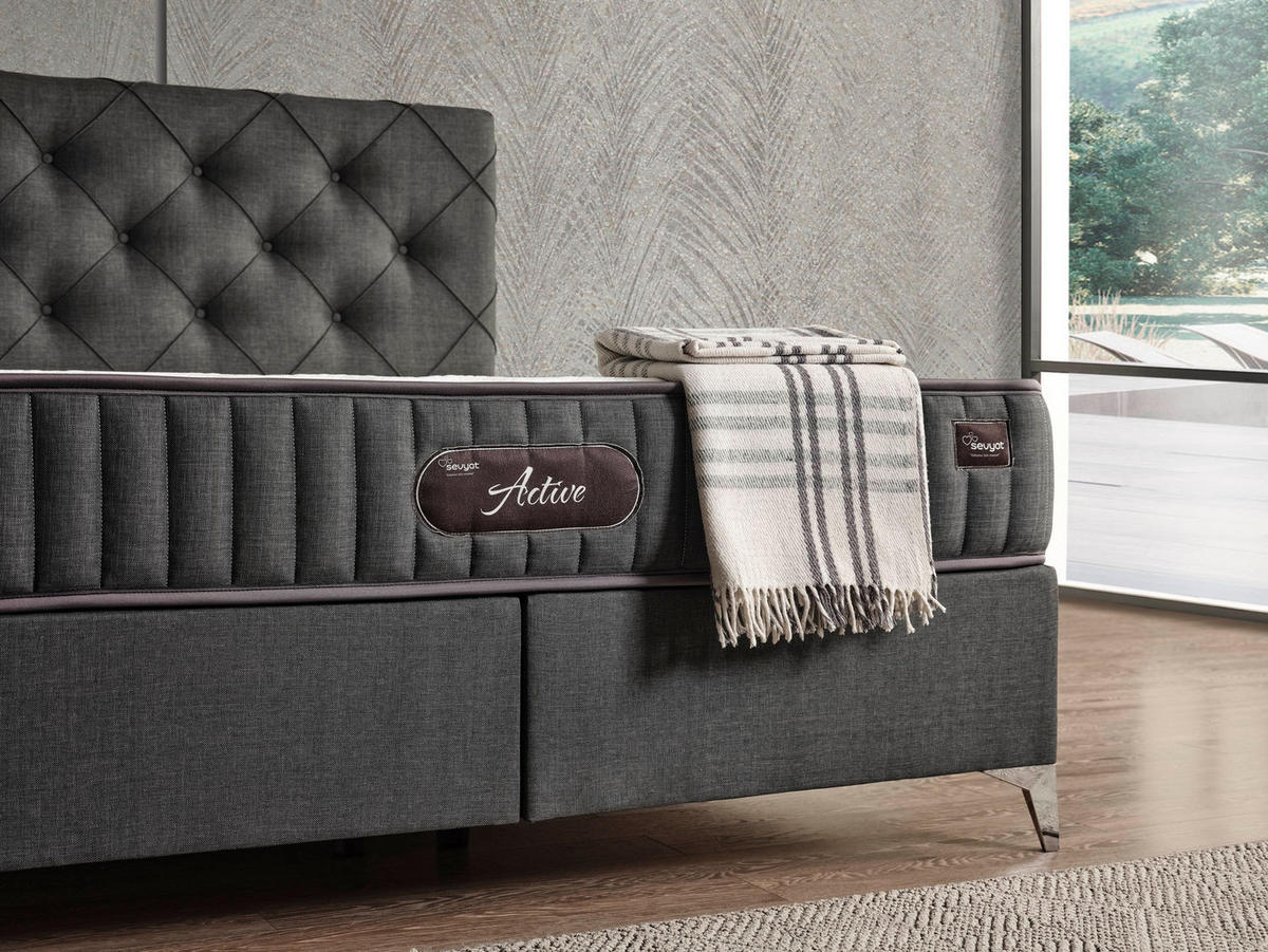 POLSTERBETT-SET Active 140x200 Anthrazit - Bett inkl. Matratze - Anthrazit, Metall (140/200cm) - Villa Möbel