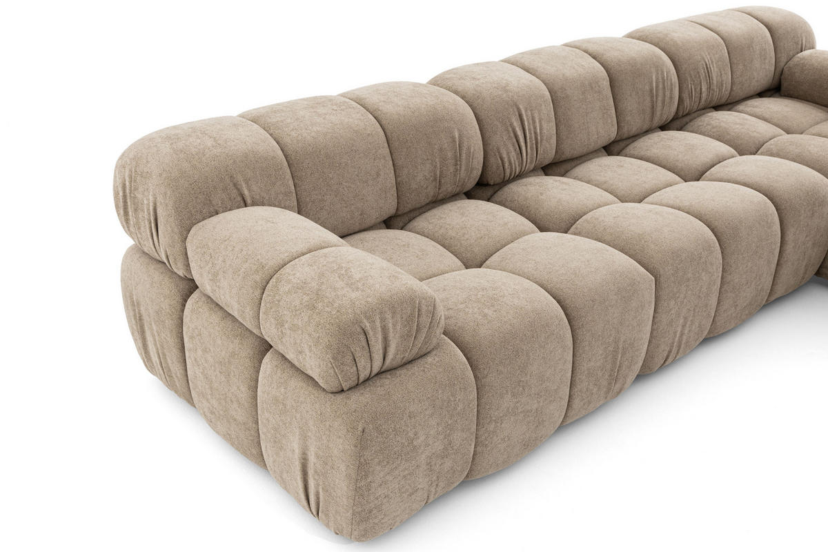 MODULARES Ecksofa MOMENTUM L, Rechts, Breite 282 cm, strukturierter Stoff, Beige - Chromfarben/Beige, Holz/Textil (155/282cm) - Muffo