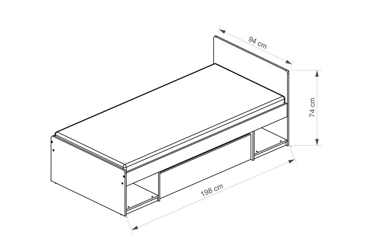 JUGENDBETT ARCO 09 90/195 in Weiß Arctic Matt / Wotan Eiche - Eiche Wotan/Weiß, Holzwerkstoff (90/195cm) - Deine Möbel 24