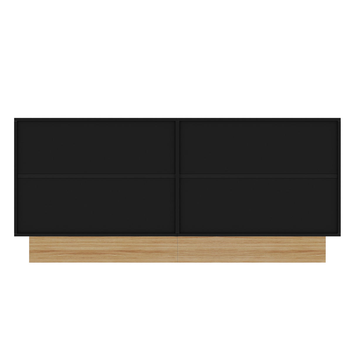 KOMMODE 160/75/38 cm Schwarz aus Spanplatte mit 4 Türen - Schwarz, Holzwerkstoff (38/75/160cm) - OKMYHOME