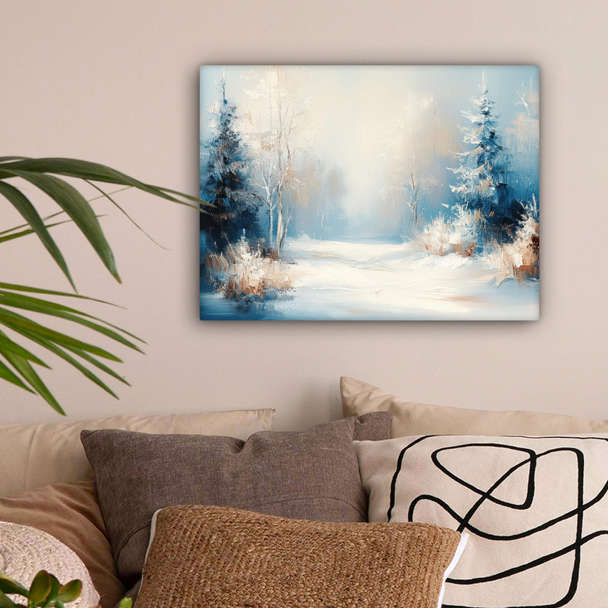 LEINWANDBILD Wald - Winter - Natur - Abstrakt - Schnee 40x30 cm - Weiß, Textil (40/30cm) - MuchoWow