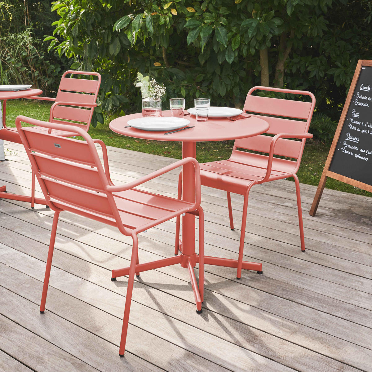 GARTENSET 3-tlg., Lehm - Pink, Metall - Oviala