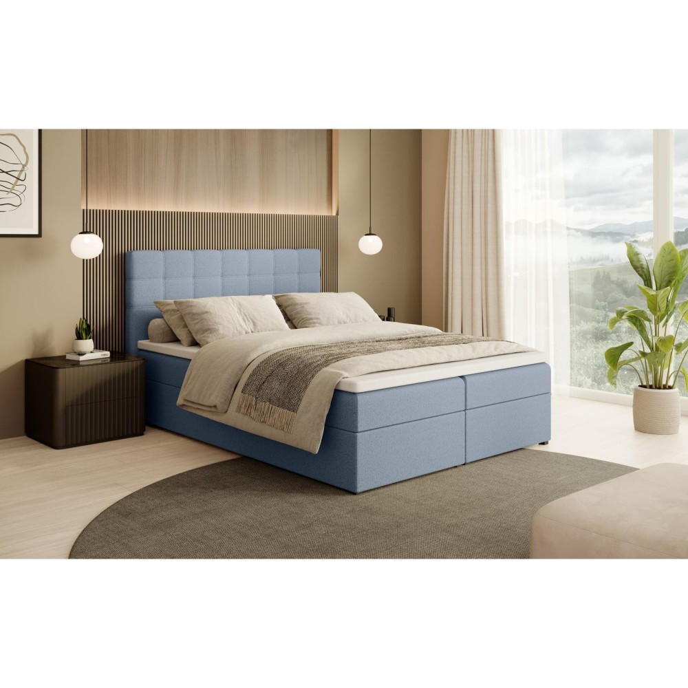 POLSTERBETT Topiq I 144/203/103 hellblau, Bouclé-Stoff - Hellblau, Holzwerkstoff (140/200cm) - Beautysofa